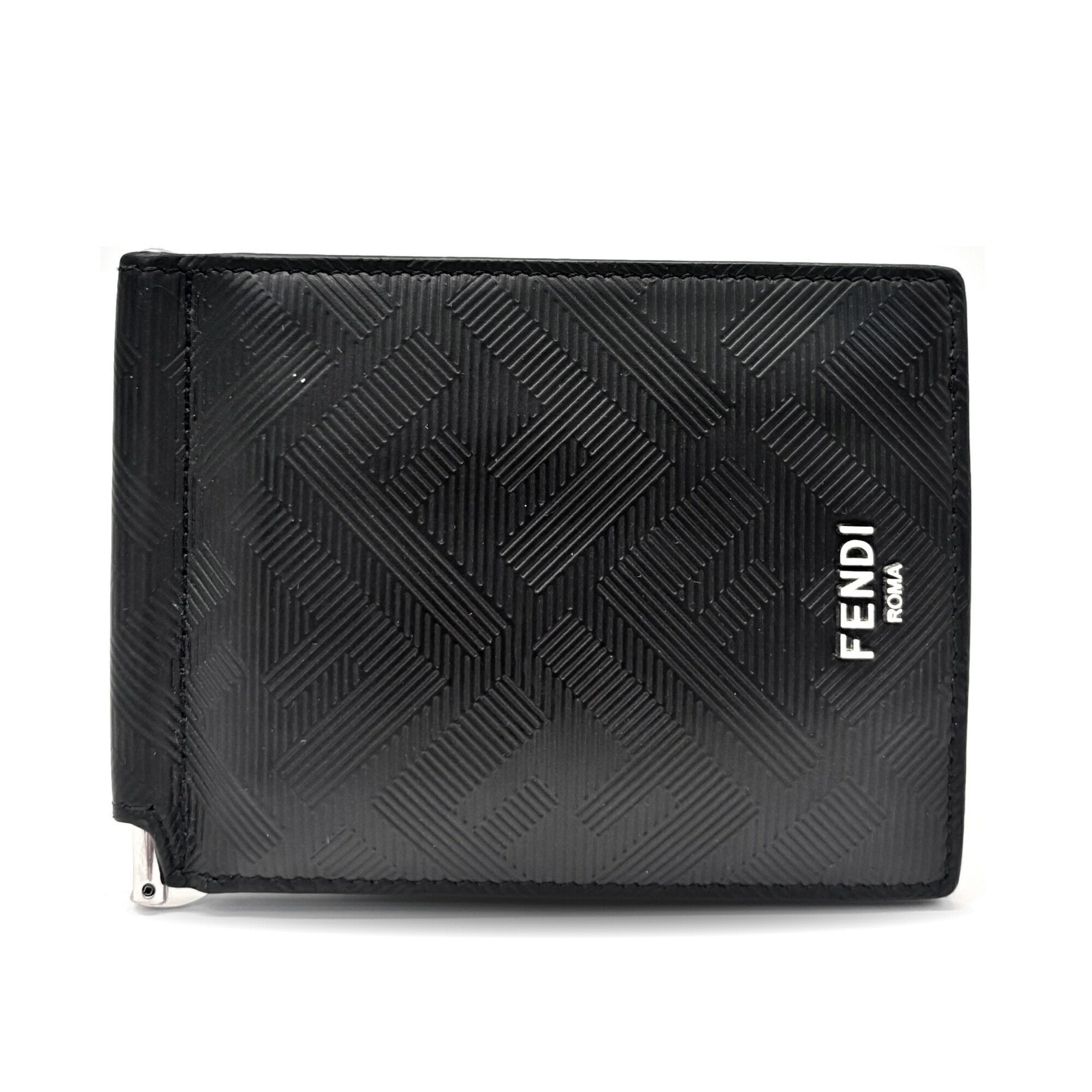 Fendi 7m0281 Ajf4 F19kp Men's Leather Money Clip Black